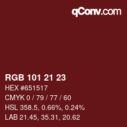 Color code: RGB 101 21 23 | qconv.com