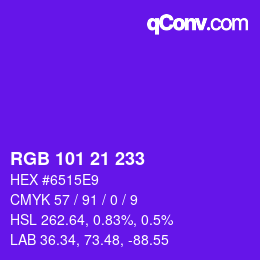 Color code: RGB 101 21 233 | qconv.com