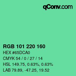 Color code: RGB 101 220 160 | qconv.com