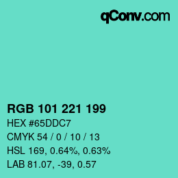 Color code: RGB 101 221 199 | qconv.com