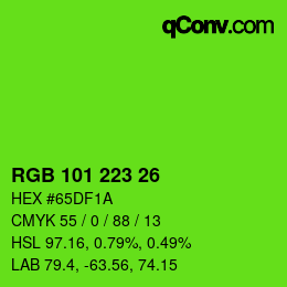 Color code: RGB 101 223 26 | qconv.com