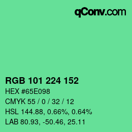 Color code: RGB 101 224 152 | qconv.com