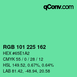 Color code: RGB 101 225 162 | qconv.com