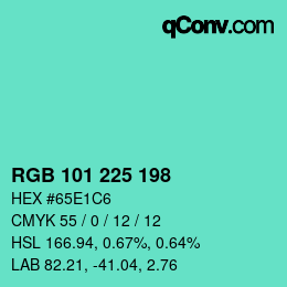 Color code: RGB 101 225 198 | qconv.com