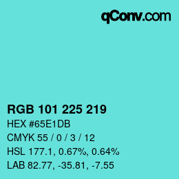 Color code: RGB 101 225 219 | qconv.com