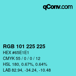 Color code: RGB 101 225 225 | qconv.com