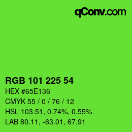 Color code: RGB 101 225 54 | qconv.com