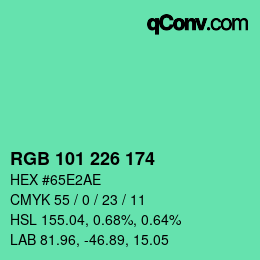 Color code: RGB 101 226 174 | qconv.com