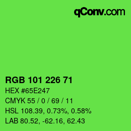 Color code: RGB 101 226 71 | qconv.com