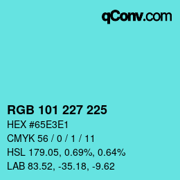 Color code: RGB 101 227 225 | qconv.com