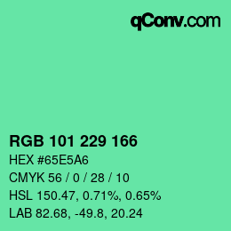Color code: RGB 101 229 166 | qconv.com