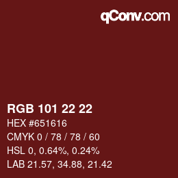 Color code: RGB 101 22 22 | qconv.com