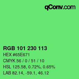 Color code: RGB 101 230 113 | qconv.com