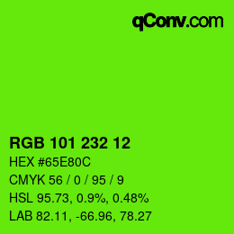 カラーコード: RGB 101 232 12 | qconv.com