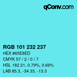 Color code: RGB 101 232 237 | qconv.com