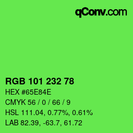 カラーコード: RGB 101 232 78 | qconv.com