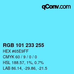 Color code: RGB 101 233 255 | qconv.com
