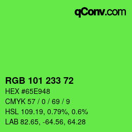 カラーコード: RGB 101 233 72 | qconv.com