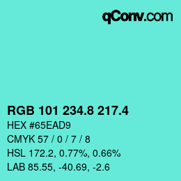 カラーコード: RGB 101 234.8 217.4 | qconv.com