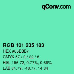 Color code: RGB 101 235 183 | qconv.com