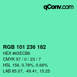 颜色代码: RGB 101 236 182 | qconv.com