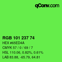 Color code: RGB 101 237 74 | qconv.com