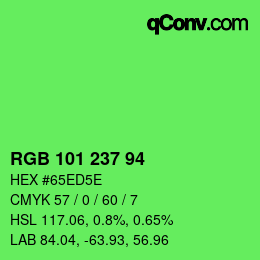 Color code: RGB 101 237 94 | qconv.com