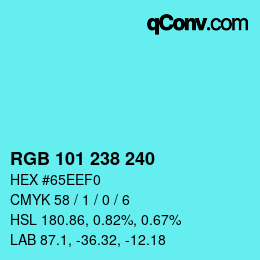 Color code: RGB 101 238 240 | qconv.com