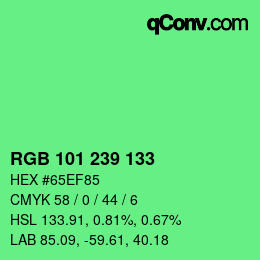Color code: RGB 101 239 133 | qconv.com