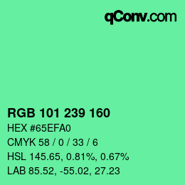 Color code: RGB 101 239 160 | qconv.com