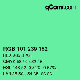 カラーコード: RGB 101 239 162 | qconv.com