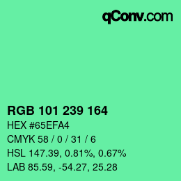 Color code: RGB 101 239 164 | qconv.com