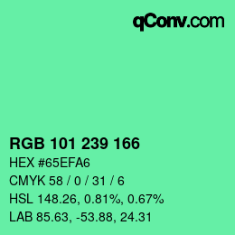 Color code: RGB 101 239 166 | qconv.com