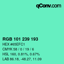 Color code: RGB 101 239 193 | qconv.com