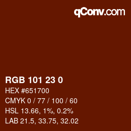 Color code: RGB 101 23 0 | qconv.com