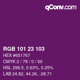 Farbcode: RGB 101 23 103 | qconv.com