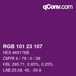 Color code: RGB 101 23 107 | qconv.com