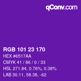 Color code: RGB 101 23 170 | qconv.com