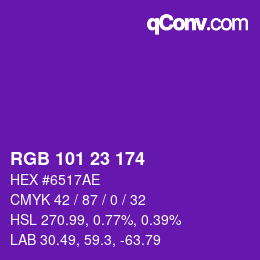 カラーコード: RGB 101 23 174 | qconv.com