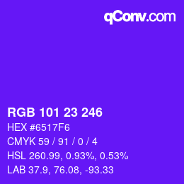 Color code: RGB 101 23 246 | qconv.com