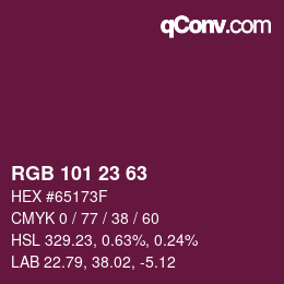 Color code: RGB 101 23 63 | qconv.com