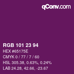 Color code: RGB 101 23 94 | qconv.com
