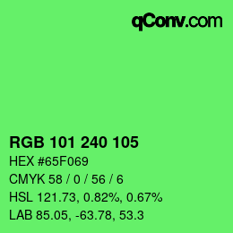 Color code: RGB 101 240 105 | qconv.com