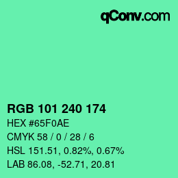 Color code: RGB 101 240 174 | qconv.com