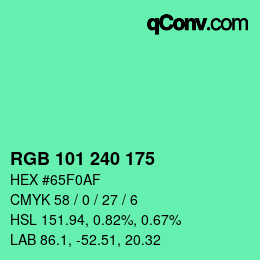 Color code: RGB 101 240 175 | qconv.com