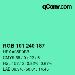 Color code: RGB 101 240 187 | qconv.com