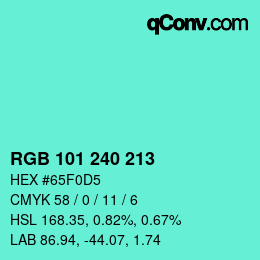 Color code: RGB 101 240 213 | qconv.com