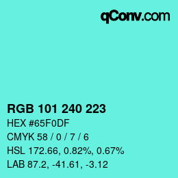 Color code: RGB 101 240 223 | qconv.com
