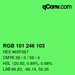 Farbcode: RGB 101 246 103 | qconv.com