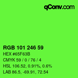 Color code: RGB 101 246 59 | qconv.com
